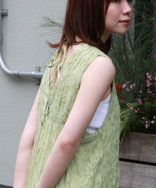 archives（アルシーヴ）の「シアージャガードワッシャーノースリワンピース（ワンピース・レディース・ブルー/グリーン/アイボリー/ブラック・MEDIUM）」の3枚目の写真