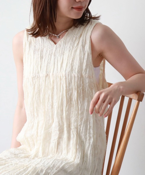 archives（アルシーヴ）の「シアージャガードワッシャーノースリワンピース（ワンピース・レディース・ブルー/グリーン/アイボリー/ブラック・MEDIUM）」の2枚目の写真