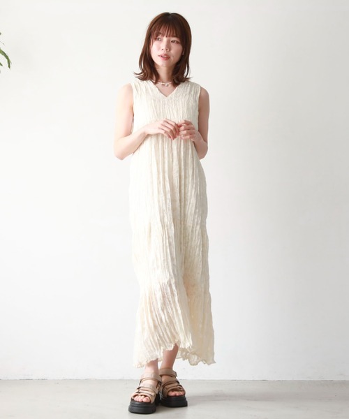 archives（アルシーヴ）の「シアージャガードワッシャーノースリワンピース（ワンピース・レディース・ブルー/グリーン/アイボリー/ブラック・MEDIUM）」の21枚目の写真