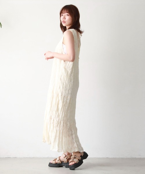 archives（アルシーヴ）の「シアージャガードワッシャーノースリワンピース（ワンピース・レディース・ブルー/グリーン/アイボリー/ブラック・MEDIUM）」の8枚目の写真