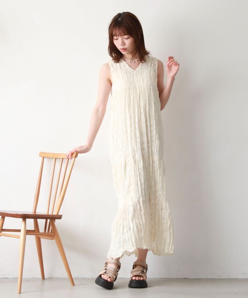 archives（アルシーヴ）の「シアージャガードワッシャーノースリワンピース（ワンピース・レディース・ブルー/グリーン/アイボリー/ブラック・MEDIUM）」の5枚目の写真