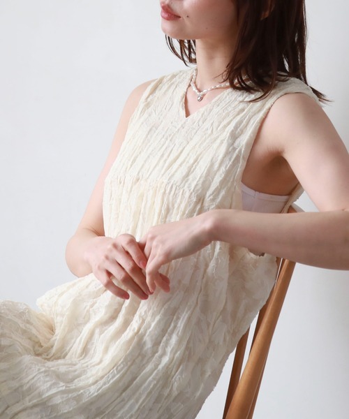 archives（アルシーヴ）の「シアージャガードワッシャーノースリワンピース（ワンピース・レディース・ブルー/グリーン/アイボリー/ブラック・MEDIUM）」の12枚目の写真