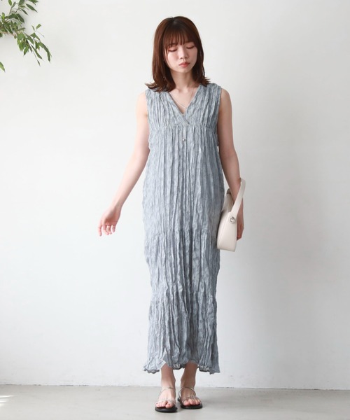 archives（アルシーヴ）の「シアージャガードワッシャーノースリワンピース（ワンピース・レディース・ブルー/グリーン/アイボリー/ブラック・MEDIUM）」の6枚目の写真