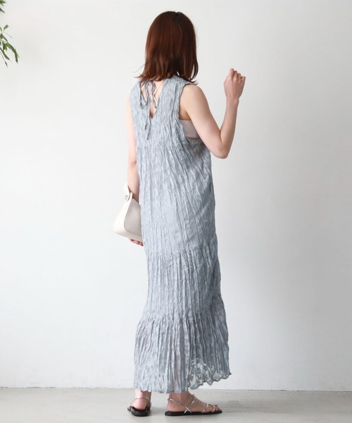 archives（アルシーヴ）の「シアージャガードワッシャーノースリワンピース（ワンピース・レディース・ブルー/グリーン/アイボリー/ブラック・MEDIUM）」の16枚目の写真