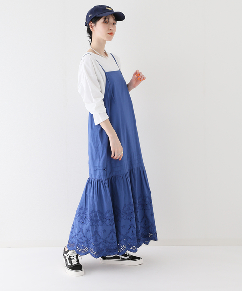 B.C STOCK（ベーセーストック）の「スカラ刺繍キャミワンピース