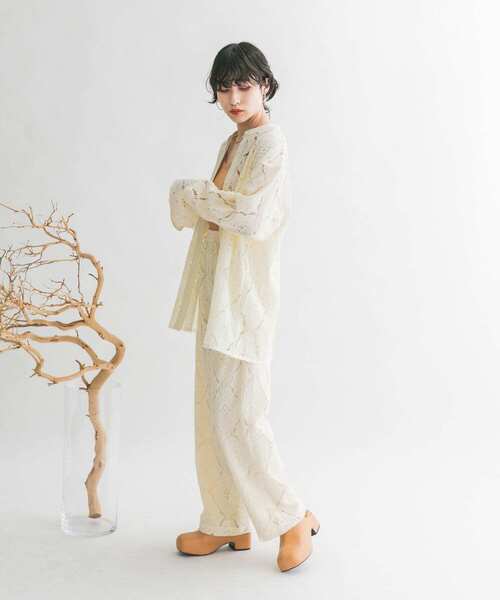 KBF（ケイビーエフ）の「レースストレートイージーパンツ（その他パンツ・レディース・オフホワイト/ブラック/アイボリー・ONE）」の8枚目の写真