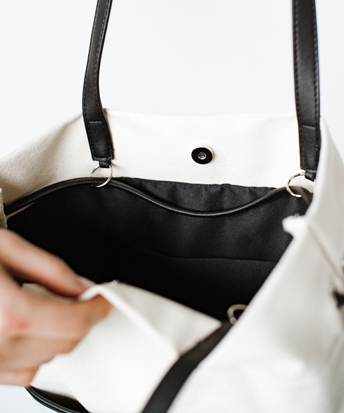 haco!(ハコ)の「【jou jou lier】キャンバス×合皮巾着トートバッグ(トートバッグ・レディース・ブラック/グリーン・ONE SIZE)」の18枚目の写真