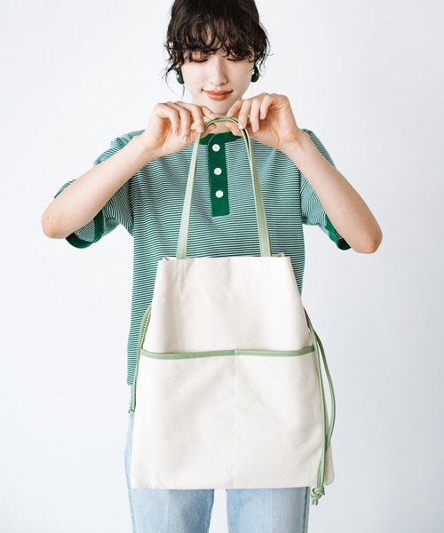 haco!(ハコ)の「【jou jou lier】キャンバス×合皮巾着トートバッグ(トートバッグ・レディース・ブラック/グリーン・ONE SIZE)」の10枚目の写真
