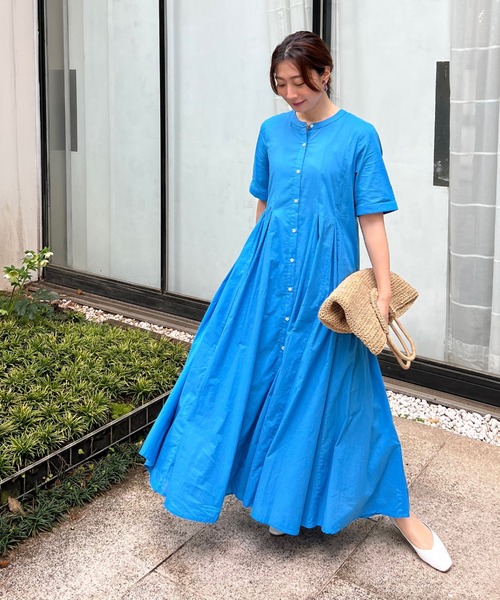 ドゥロワー＊上質張り感シルクコットン プルオーバーフレアワンピース＊ ドゥロワー＊上質張り感シルクコットン プルオーバーフレアワンピース