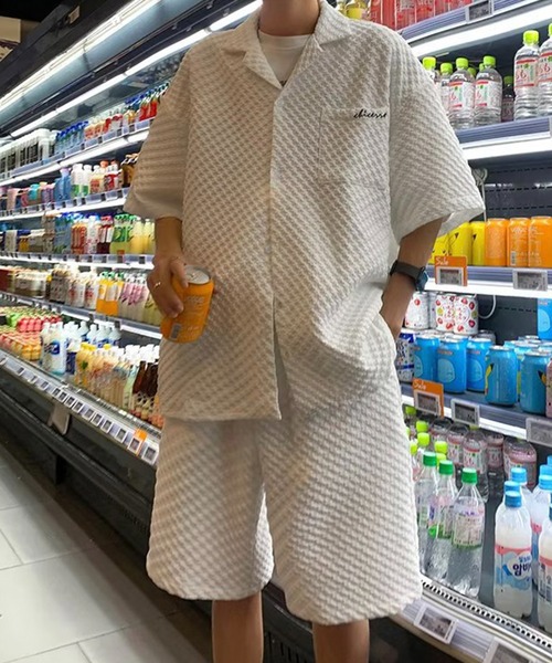 Anchor Smith（アンカー スミス）の「【 セットアップ 】立体ジャガード半袖オープンカラーシャツ＆ワイドショートパンツ（セットアップ・メンズ・ブラック/ホワイト・L/M）」の21枚目の写真