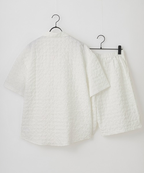 Anchor Smith（アンカー スミス）の「【 セットアップ 】立体ジャガード半袖オープンカラーシャツ＆ワイドショートパンツ（セットアップ・メンズ・ブラック/ホワイト・L/M）」の4枚目の写真