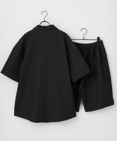 Anchor Smith（アンカー スミス）の「【 セットアップ 】立体ジャガード半袖オープンカラーシャツ＆ワイドショートパンツ（セットアップ・メンズ・ブラック/ホワイト・L/M）」の6枚目の写真