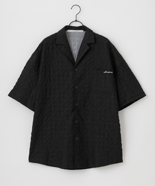 Anchor Smith（アンカー スミス）の「【 セットアップ 】立体ジャガード半袖オープンカラーシャツ＆ワイドショートパンツ（セットアップ・メンズ・ブラック/ホワイト・L/M）」の7枚目の写真