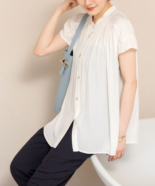 NOLLEY’S(ノーリーズ)の「◇【WEB限定】前後2WAY カッセンジョーゼットブラウス(シャツ/ブラウス・レディース・ライトブルー/ブラック/ブラック系その他3/ラベンダー/オフホワイト・FREE)」の2枚目の写真