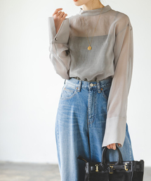 ソフトオーガンジーバックリボンブラウス