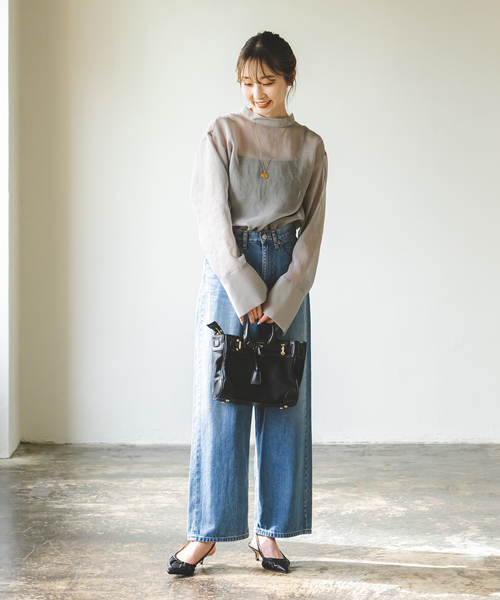 Noble(ノーブル)の「ソフトオーガンジーバックリボンブラウス(シャツ/ブラウス・レディース・ライトグレー/ホワイト・FREE)」の5枚目の写真