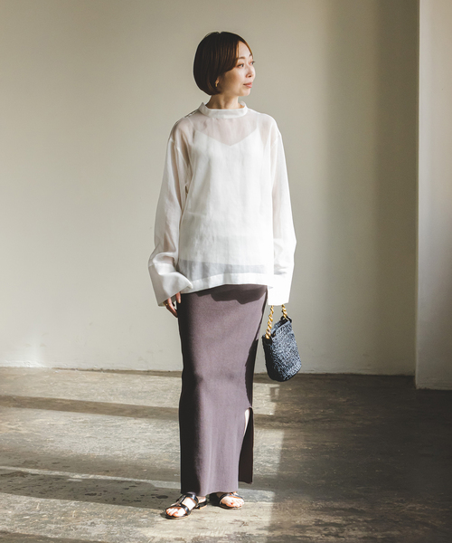 Noble(ノーブル)の「ソフトオーガンジーバックリボンブラウス(シャツ/ブラウス・レディース・ライトグレー/ホワイト・FREE)」の15枚目の写真