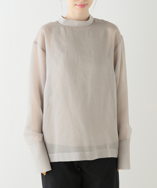 Noble(ノーブル)の「ソフトオーガンジーバックリボンブラウス(シャツ/ブラウス・レディース・ライトグレー/ホワイト・FREE)」の9枚目の写真