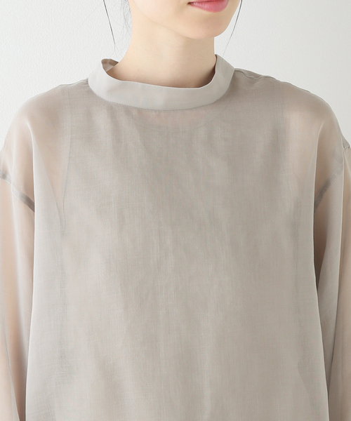 Noble(ノーブル)の「ソフトオーガンジーバックリボンブラウス(シャツ/ブラウス・レディース・ライトグレー/ホワイト・FREE)」の16枚目の写真