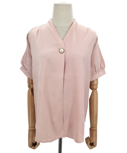 Dewlily(デューリリー)の「Vネックブラウス(シャツ/ブラウス・レディース・ピンク/ホワイト・M/L/XL)」の11枚目の写真