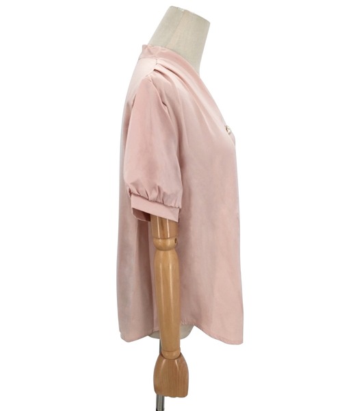 Dewlily(デューリリー)の「Vネックブラウス(シャツ/ブラウス・レディース・ピンク/ホワイト・M/L/XL)」の13枚目の写真