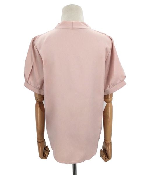Dewlily(デューリリー)の「Vネックブラウス(シャツ/ブラウス・レディース・ピンク/ホワイト・M/L/XL)」の4枚目の写真