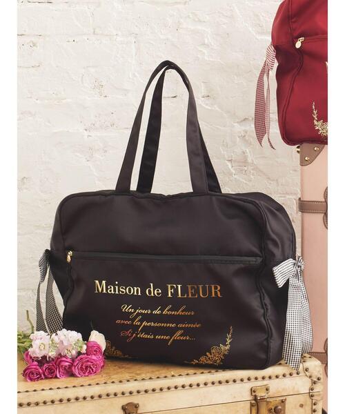 Maison de FLEUR（メゾンドフルール）の「EC限定ギンガムリボンキャリーオンバッグ（エコバッグ/サブバッグ・レディース・レッド/ブラック・FREE）」の3枚目の写真