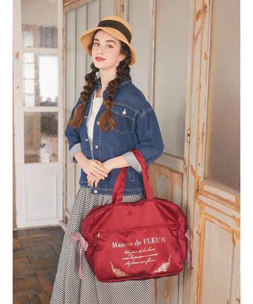 Maison de FLEUR（メゾンドフルール）の「EC限定ギンガムリボンキャリーオンバッグ（エコバッグ/サブバッグ・レディース・レッド/ブラック・FREE）」の7枚目の写真