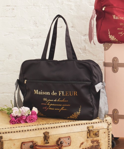 Maison de FLEUR（メゾンドフルール）の「EC限定ギンガムリボンキャリーオンバッグ（エコバッグ/サブバッグ・レディース・レッド/ブラック・FREE）」の2枚目の写真