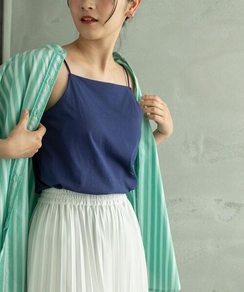 coen（コーエン）の「接触冷感カップ付きキャミソール（キャミソール・レディース・ネイビー/ブラック/ホワイト/ブラウン・L/M）」の4枚目の写真