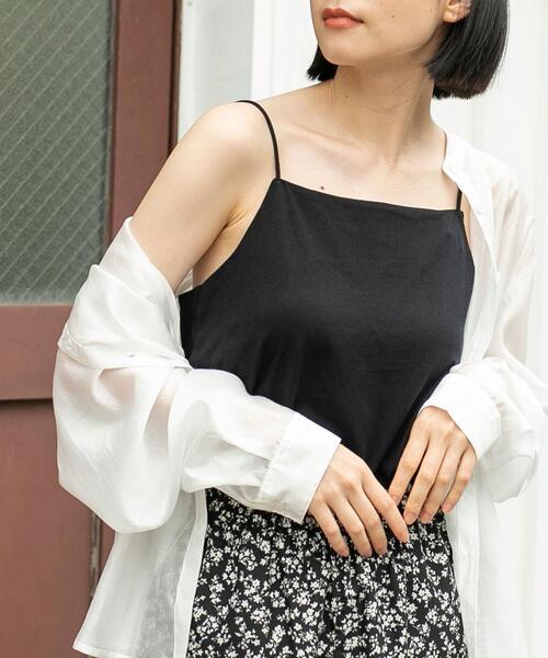 coen（コーエン）の「接触冷感カップ付きキャミソール（キャミソール・レディース・ネイビー/ブラック/ホワイト/ブラウン・L/M）」の3枚目の写真