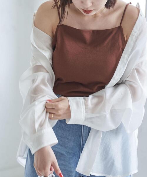 coen（コーエン）の「接触冷感カップ付きキャミソール（キャミソール・レディース・ネイビー/ブラック/ホワイト/ブラウン・L/M）」の19枚目の写真