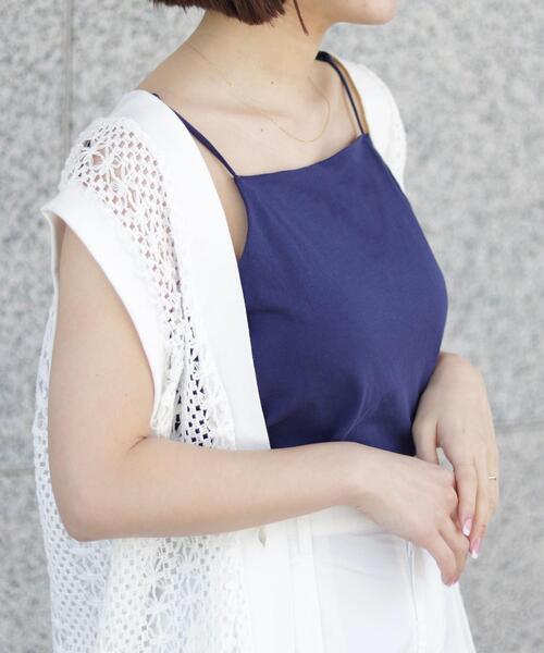 coen（コーエン）の「接触冷感カップ付きキャミソール（キャミソール・レディース・ネイビー/ブラック/ホワイト/ブラウン・L/M）」の5枚目の写真