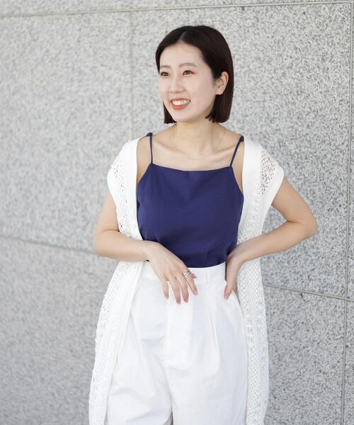 coen（コーエン）の「接触冷感カップ付きキャミソール（キャミソール・レディース・ネイビー/ブラック/ホワイト/ブラウン・L/M）」の6枚目の写真