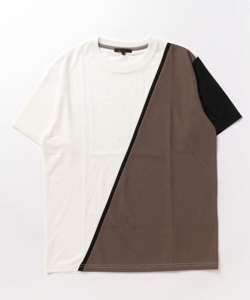 m.f.editorial（エムエフエディトリアル）の「【接触冷感 ストレッチ】m.f.エディトリアル メンズ 切替クルーネック半袖Tシャツ（Tシャツ/カットソー・メンズ・サックスブルー/ホワイト/ダークグリーン・X-LARGE/MEDIUM/LARGE）」の5枚目の写真