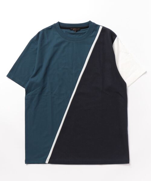 m.f.editorial（エムエフエディトリアル）の「【接触冷感 ストレッチ】m.f.エディトリアル メンズ 切替クルーネック半袖Tシャツ（Tシャツ/カットソー・メンズ・サックスブルー/ホワイト/ダークグリーン・X-LARGE/MEDIUM/LARGE）」の10枚目の写真