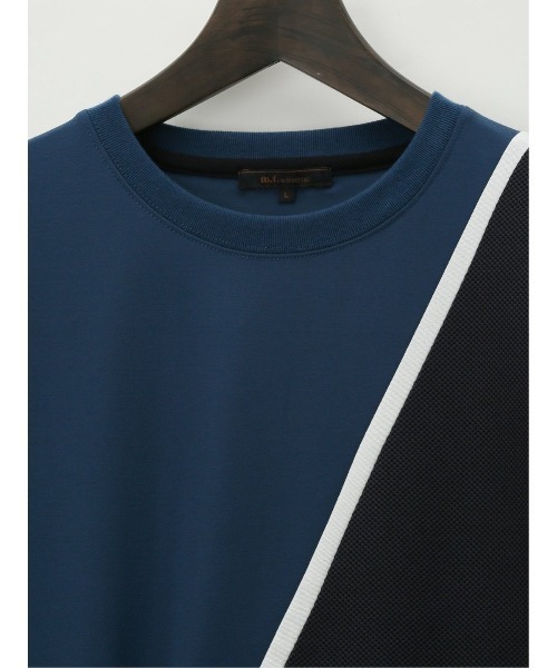 m.f.editorial（エムエフエディトリアル）の「【接触冷感 ストレッチ】m.f.エディトリアル メンズ 切替クルーネック半袖Tシャツ（Tシャツ/カットソー・メンズ・サックスブルー/ホワイト/ダークグリーン・X-LARGE/MEDIUM/LARGE）」の12枚目の写真