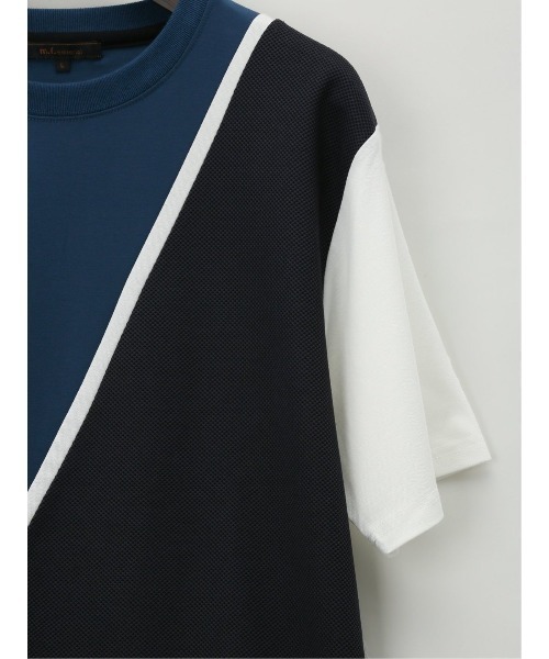 m.f.editorial（エムエフエディトリアル）の「【接触冷感 ストレッチ】m.f.エディトリアル メンズ 切替クルーネック半袖Tシャツ（Tシャツ/カットソー・メンズ・サックスブルー/ホワイト/ダークグリーン・X-LARGE/MEDIUM/LARGE）」の13枚目の写真