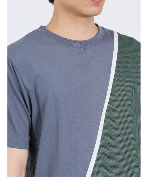 m.f.editorial（エムエフエディトリアル）の「【接触冷感 ストレッチ】m.f.エディトリアル メンズ 切替クルーネック半袖Tシャツ（Tシャツ/カットソー・メンズ・サックスブルー/ホワイト/ダークグリーン・X-LARGE/MEDIUM/LARGE）」の20枚目の写真