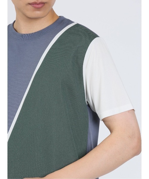 m.f.editorial（エムエフエディトリアル）の「【接触冷感 ストレッチ】m.f.エディトリアル メンズ 切替クルーネック半袖Tシャツ（Tシャツ/カットソー・メンズ・サックスブルー/ホワイト/ダークグリーン・X-LARGE/MEDIUM/LARGE）」の21枚目の写真
