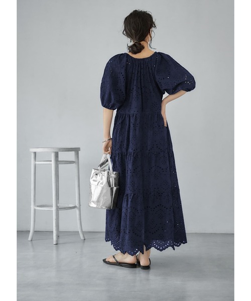 STYLE DELI（スタイルデリ）の「【LUXE】コットンレースパフスリワンピース（ワンピース・レディース・ホワイト/ネイビー・01/02）」の10枚目の写真