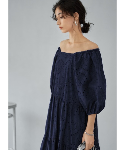 STYLE DELI（スタイルデリ）の「【LUXE】コットンレースパフスリワンピース（ワンピース・レディース・ホワイト/ネイビー・01/02）」の13枚目の写真