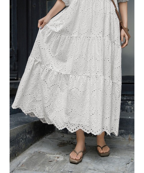 STYLE DELI（スタイルデリ）の「【LUXE】コットンレースパフスリワンピース（ワンピース・レディース・ホワイト/ネイビー・01/02）」の17枚目の写真