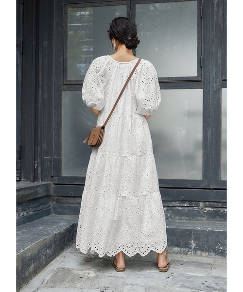 STYLE DELI（スタイルデリ）の「【LUXE】コットンレースパフスリワンピース（ワンピース・レディース・ホワイト/ネイビー・01/02）」の20枚目の写真