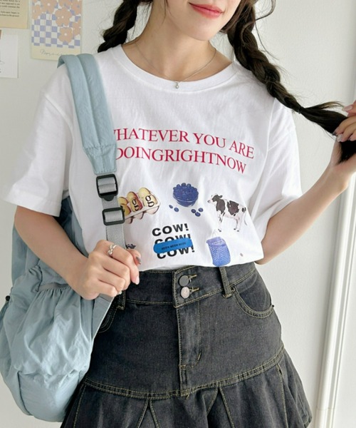 Loueme（ルエム）の「韓国風グラフィックTシャツ（Tシャツ/カットソー・レディース・ブラック/ホワイト/グレー・M/XL）」の11枚目の写真