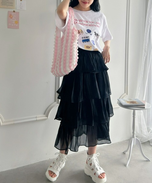 Loueme（ルエム）の「韓国風グラフィックTシャツ（Tシャツ/カットソー・レディース・ブラック/ホワイト/グレー・M/XL）」の21枚目の写真