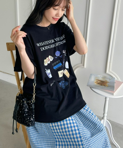 Loueme（ルエム）の「韓国風グラフィックTシャツ（Tシャツ/カットソー・レディース・ブラック/ホワイト/グレー・M/XL）」の17枚目の写真