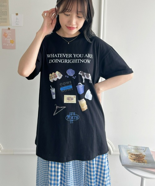 Loueme（ルエム）の「韓国風グラフィックTシャツ（Tシャツ/カットソー・レディース・ブラック/ホワイト/グレー・M/XL）」の12枚目の写真