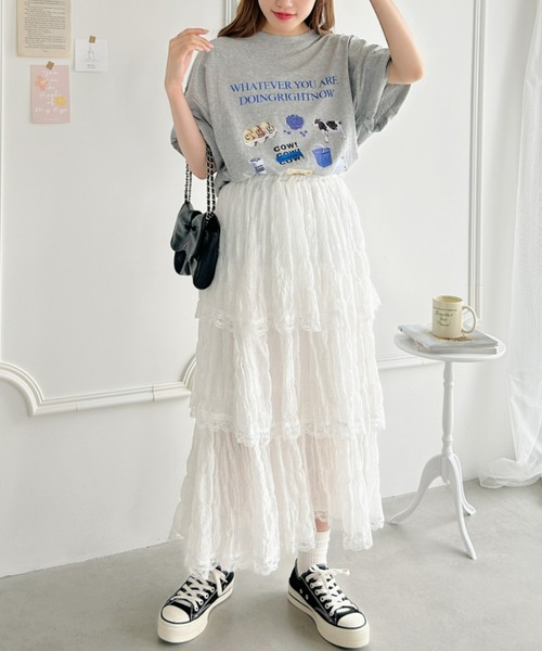 Loueme（ルエム）の「韓国風グラフィックTシャツ（Tシャツ/カットソー・レディース・ブラック/ホワイト/グレー・M/XL）」の8枚目の写真