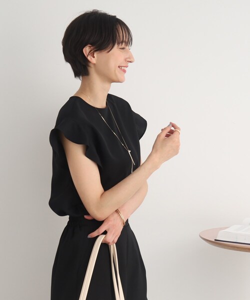 DRESKIP(ドレスキップ)の「◆【セットアップ可/イージーケア】オンにもオフにも!お袖フリルブラウス(シャツ/ブラウス・レディース・グリーン/ナチュラル/ブラック/カーキ・02/03/04)」の9枚目の写真